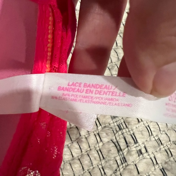 PINK bright coral lace bandeau - Picture 5 of 8